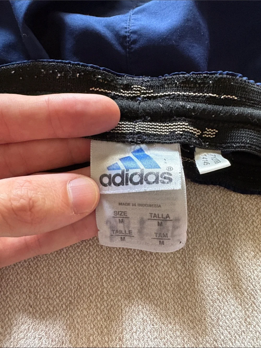 adidas Men's Navy Blue Athletic Shorts with White Side Panels